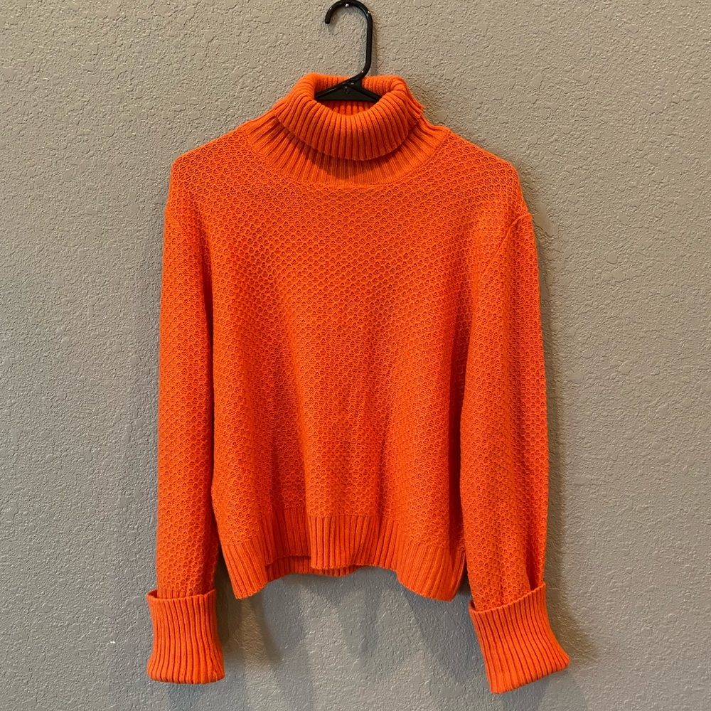NWOT Orange Turtleneck Textured Sweater